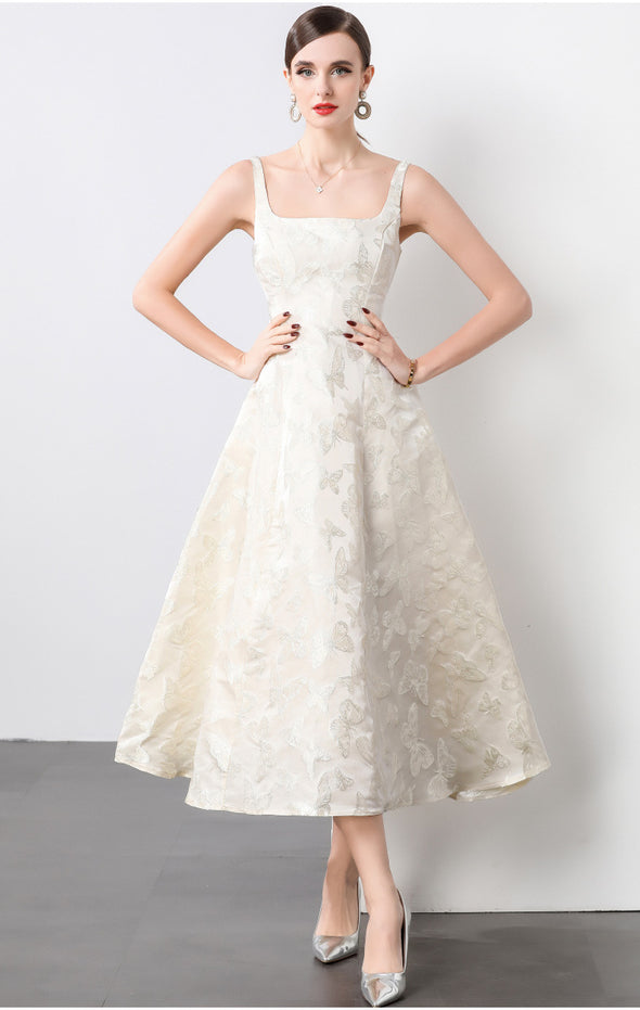 Elegant One-Shoulder Beige Midi Dress for Weddings Daily Office Summer