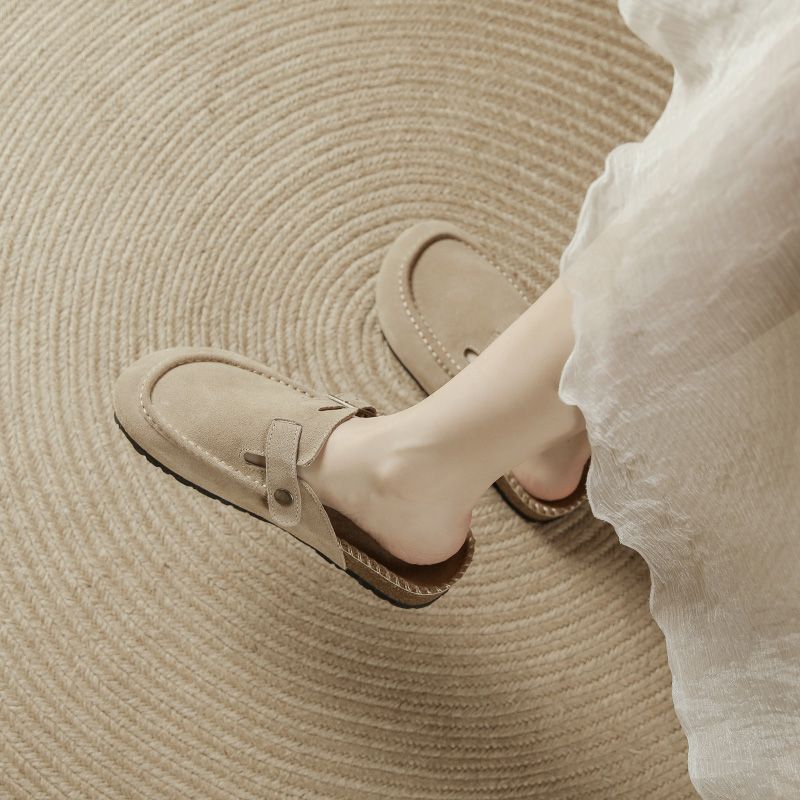 Spring and Summer All-match Baotou Half Slippers for Outerwear Casual Flat Shoes