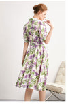 Mulberry Silk Mid-length French Dress Summer Waist Short-sleeved Printed Dress