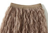 Pleated Skirt, High-waisted, Slimming, Mid-length, A-line Gauze Skirt with Large Hem