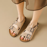 Women's Genuine Leather Thick Sole Sandals One-strap Retro Shoes