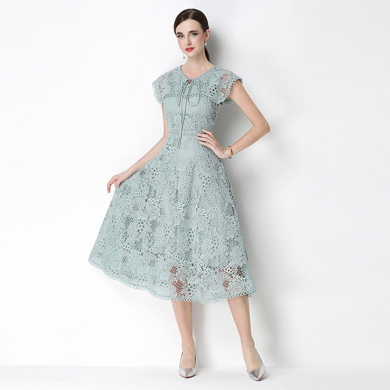 Elegant Broderie Anglaise Womens A Line Midi Dress
