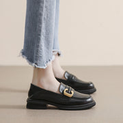 Thick-soled Loafers for Women Autumn and Winter Retro Soft-soled Thick-heeled Shoes