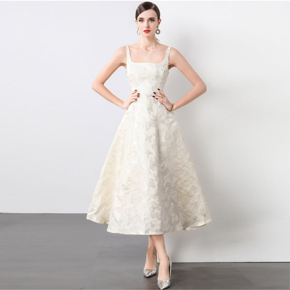 Elegant One-Shoulder Beige Midi Dress for Weddings Daily Office Summer