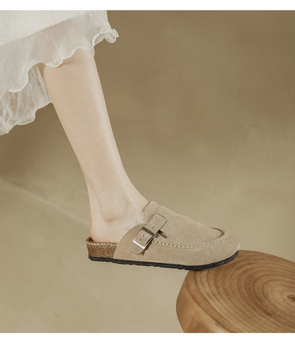 Spring and Summer All-match Baotou Half Slippers for Outerwear Casual Flat Shoes