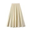 High Waist Pleated Satin Mid-length Skirt