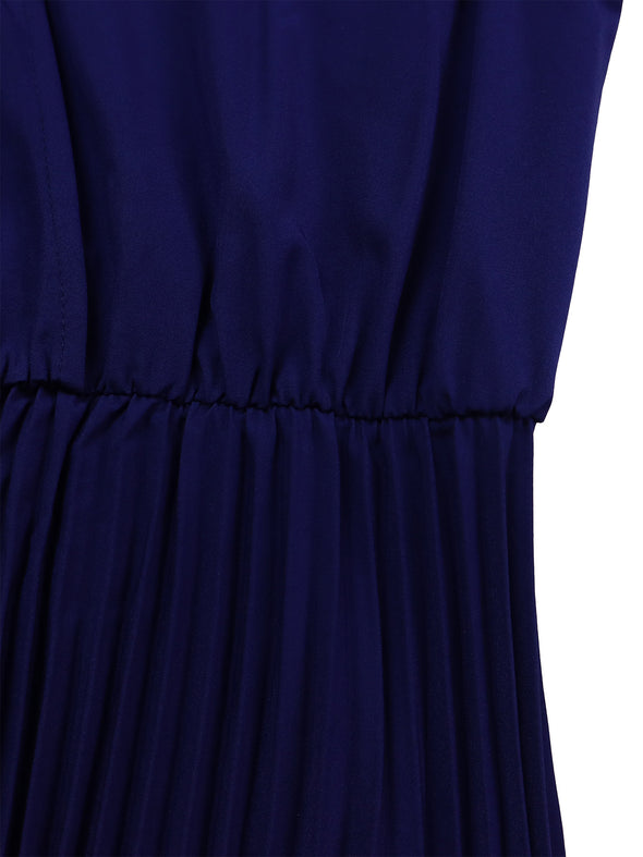 Spring V-Neck High Waist A-Line Dress with Matching Belt