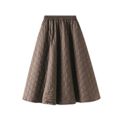 Autumn Elastic Waist Rhombus Skirt Woven Quilted Slimming Skirt for Women