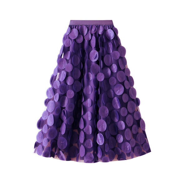 Heavy-duty 3D Polka Dot Mesh Midi Skirt