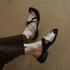 Women's Summer Color Matching Mid-heel Leather Sandals