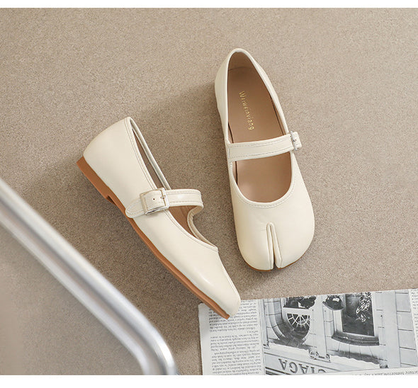 Mary Jane Shoes Cute Slim Split Toe Soft Flat Women's Shoes