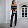 Spring and Summer Wide-leg Jumpsuits with Bateau Collar Printed Clothing