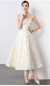 Elegant One-Shoulder Beige Midi Dress for Weddings Daily Office Summer