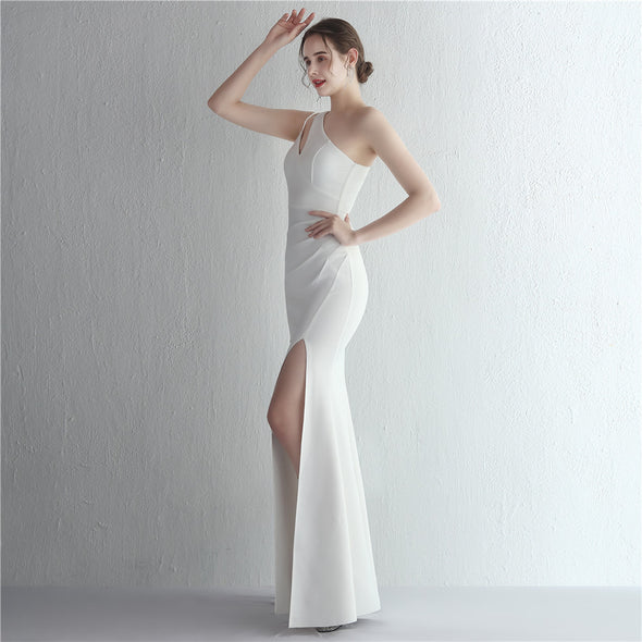 Slim One Shoulder Long Party Evening Dress Slim Mermaid Dress