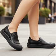 Classic Leather Loafers Women Wide Width Comfort Non-Slip Sole Arch Support