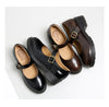 Spring Round Toe Thick Heel Leather Shoes for Women British Preppy Style Women's Shoes