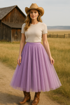 Soft Tulle A-Line Midi Skirt with Elastic Waistband
