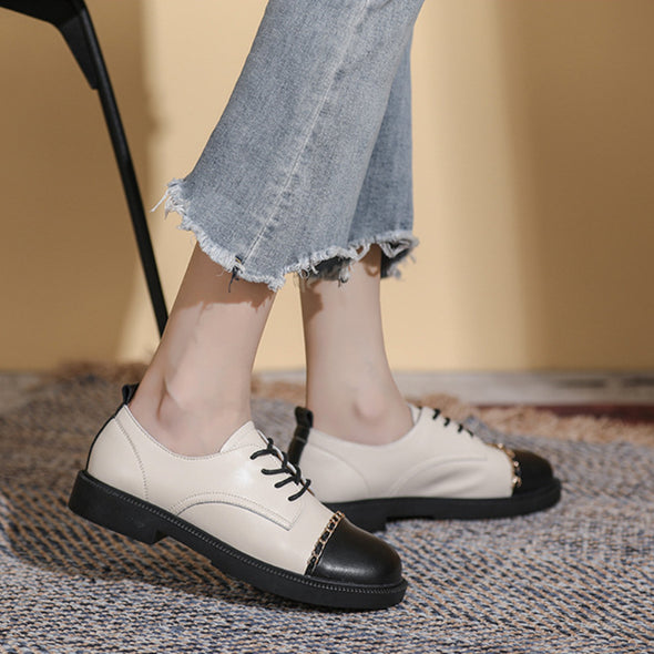 Thick-soled loafers Shoes Lace-up Thick-heel Soft-soled Women's Shoes