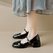 Women's High Heel Mary Jane Shoes Spring and Autumn Thick Heel Shoes