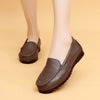 Women Leather Loafers with Cushioned Sole Slip-On Flats Low Heel Shoes