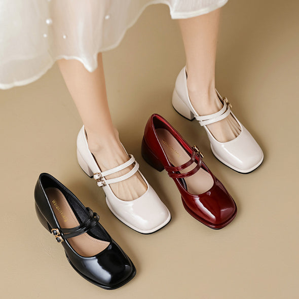 French Mary Jane Shoes Thick Heel Retro Women's Shoes