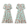 Summer V-neck Mulberry Silk French Style High Waist Mid-length Dress