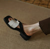 Women's Summer Color Matching Mid-heel Leather Sandals