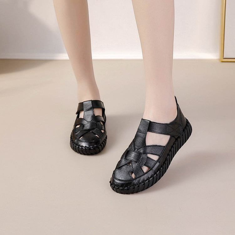 Breathable Women Leather Mary Janes Flat Comfort Sandals Summer Beach