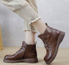 Genuine Leather Round Toe Martin Boots Thick Soled Women's Shoes