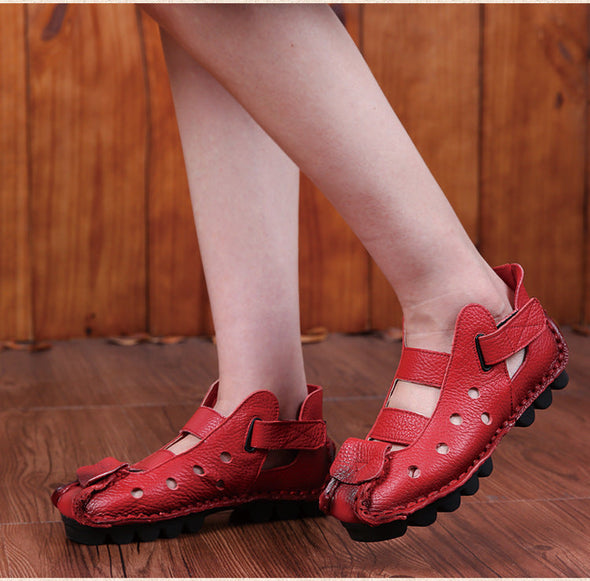 Summer Retro Soft Sole Leather Women's Shoes Personality Casual Sandals