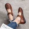 Summer Leather Sandals Women's Flat Heel Hollow Retro Soft Sole Comfortable