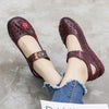Women's Leather Soft Sole Colorblock Shallow Mouth Flower Flat Shoes