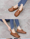 Handmade Women Leather Flat Leather Vintage Shoes Soft Sole Woven Shoes
