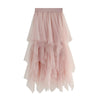 High Waist Slim Super Fairy Flower Bud Irregular Mesh Skirt for Women