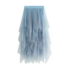 High Waist Slim Super Fairy Flower Bud Irregular Mesh Skirt for Women