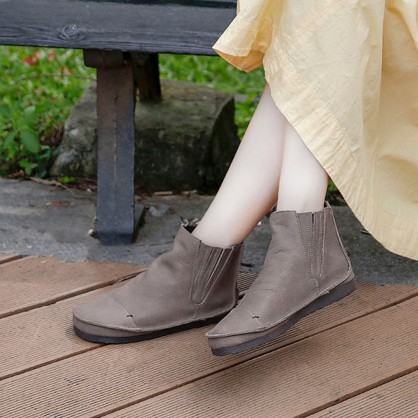 Genuine Leather Soft Bottom Soft Surface Ankle Boots Comfortable All-match Simple Women's Shoes
