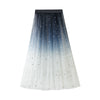Women's Gradient Mid-length Colorblock Sequined Mesh Skirt