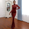 Long Trailing Dress with Striped Sequin Long Evening Dress for Women