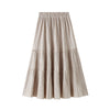 Women's Mid Length Pleated Skirt Gold Velvet Skirt