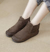 Vintage Handmade Leather Soft Sole Ankle Boots Round Toe Women's Shoes