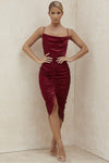 Women's Red Sling Evening Dress Package Hip Dresses
