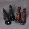 Leather Retro Martin Boots High Side Zip Women's Shoes