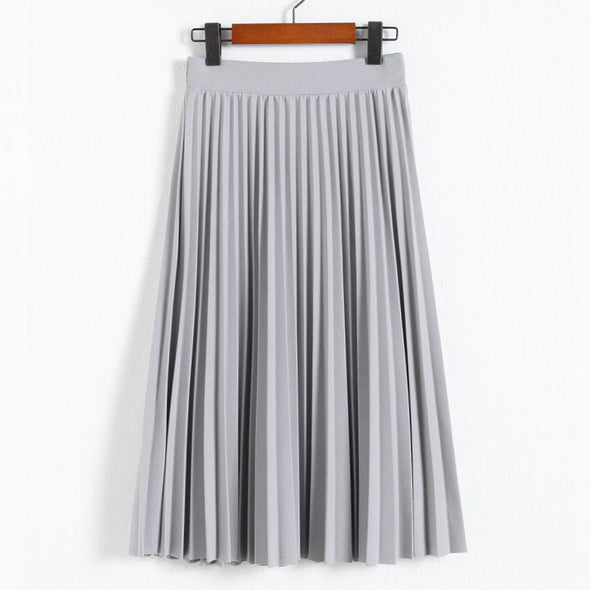 Chiffon All-match Pleated Midi Skirt with Narrow Waist and Slimming