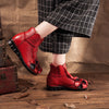 Women Flat Leather Boots Handmade Soft Sole Comfortable Vintage Shoes