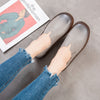 Women Cowhide Round Toe Handmade Casual Shoes Retro Flat Leather Shoes