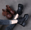 Leather Handmade Retro Women's Boots Thick Soles Chunky Heels Square Toe Shoes