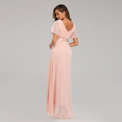 Sleeveless V-neck Ruffles Chiffon Floor-Length Dress Marigold main image 1
