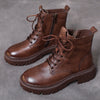 Retro Leather Soft Bottom Lace Up Martin Boots Autumn and Winter New Women's Shoes