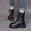 Leather Retro Martin Boots High Side Zip Women's Shoes