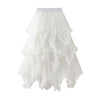 Irregular Mesh Skirt Mid-length High Waist Skirt